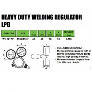 TEKIRO HEAVY DUTY WELDING REGULATOR LPG 50 BAR